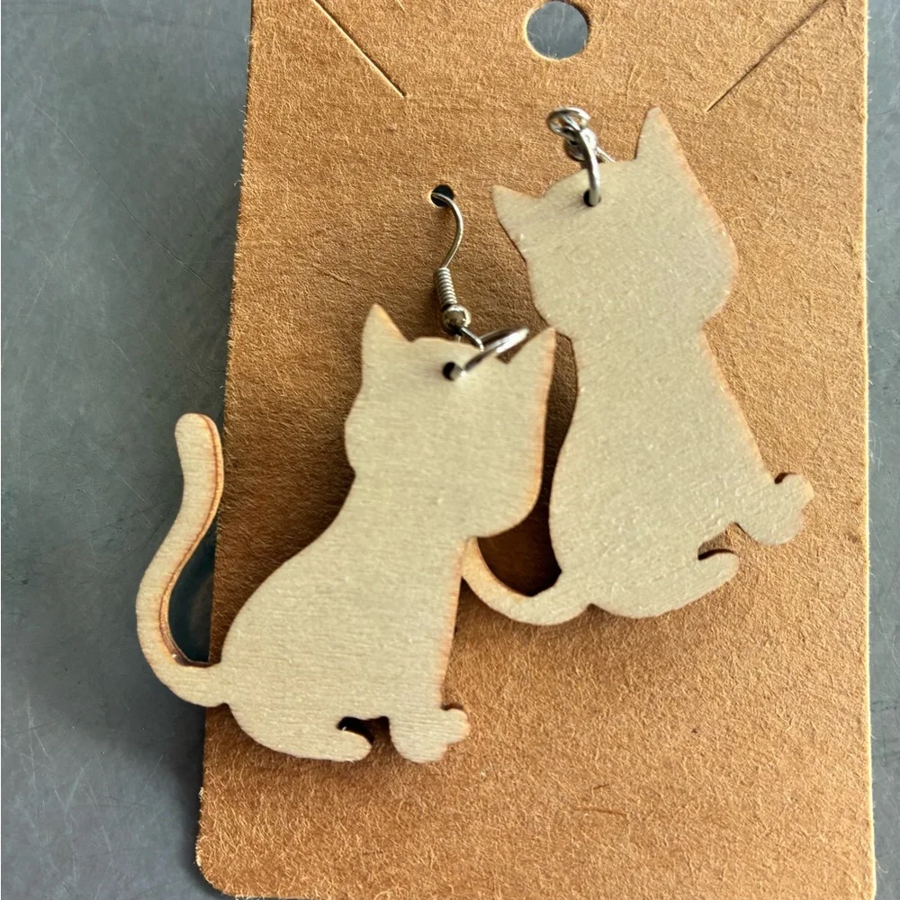 Skeleton Cat Earrings - Black and White